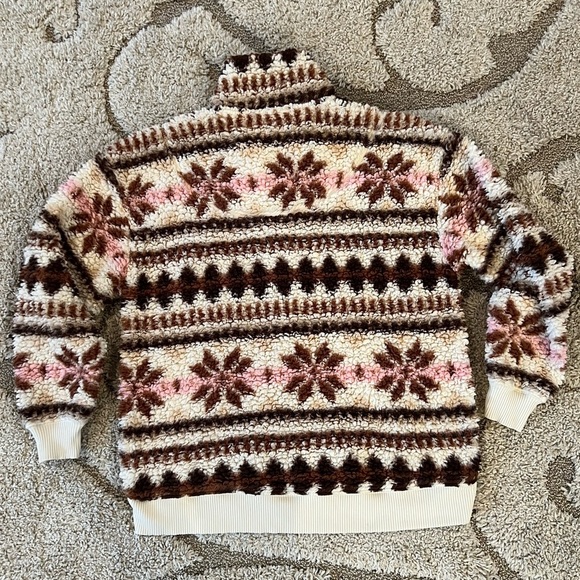 PRICE FIRM Aerie Hometown Holiday Sherpa Fleece Quarter Zip Pullover Jacket XS - Picture 3 of 4